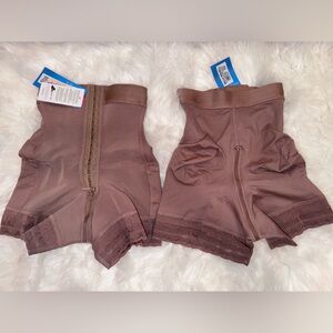 Brown Shapewear Shorts with Lace Trim